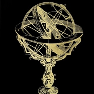 Gold Foil Armillary Sphere II on Black