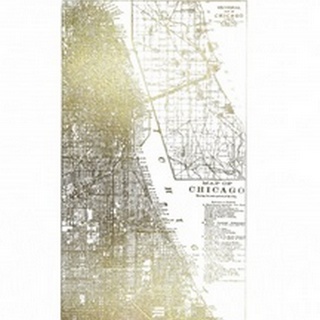 Gold Foil City Map Chicago
