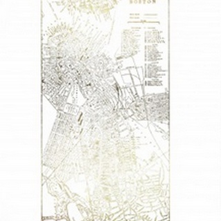 Gold Foil City Map Boston