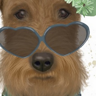 Airedale and Heart Glasses