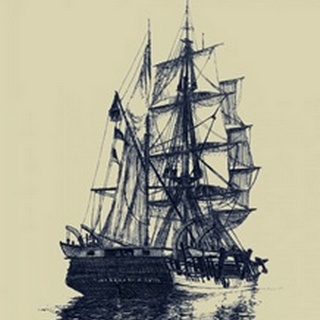 Antique Ship in Blue I