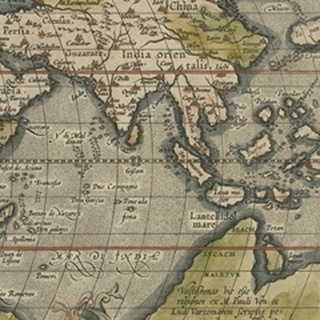 Antique World Map Grid VI