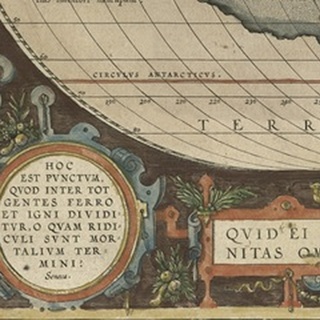 Antique World Map Grid VII
