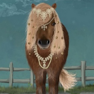 Horse Brown Pony with Bells, Full