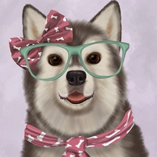 Husky with Glasses and Scarf