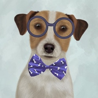 Jack Russell with Glasses and Bow Tie