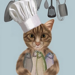 Tabby Cat Fish Chef, Portrait
