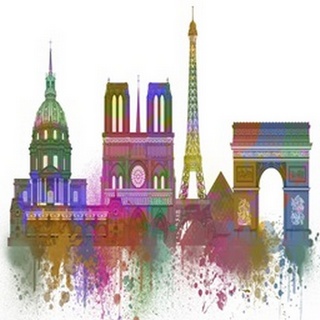 Paris Skyline Rainbow Bright