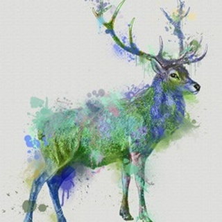 Deer 1 Rainbow Splash Green Blue