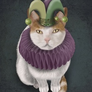 Cat, White with Jester Hat