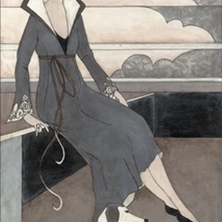 Art Deco Lady With Dog