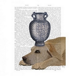 Labrador with Blue Vase