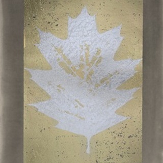 Silver Foil Leaf I on Gold Foil and Sepia Wash
