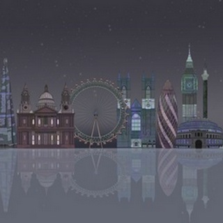 London Skyline Night Reflections
