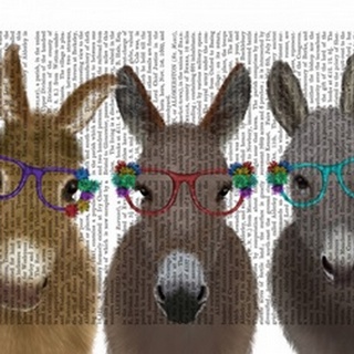 Donkey Trio Flower Glasses Book Print