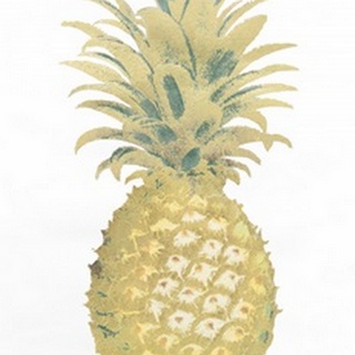 Gold Foil Pineapple II with Hand Color