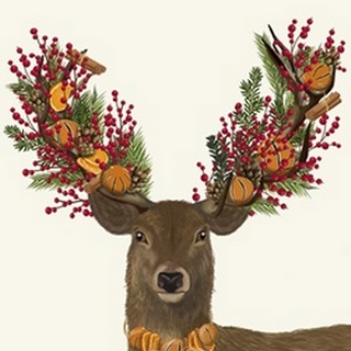 Deer, Cranberry and Orange Wreath