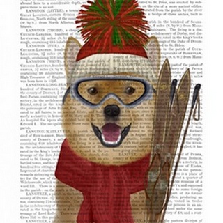 Shiba Inu Ski Dog Book Print