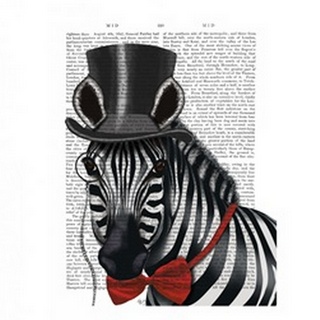 Zebra with Top Hat and Bow Tie 1, Sideways