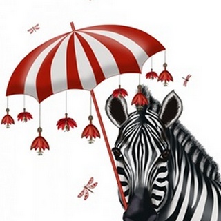 Zebra with Umbrella 1, Sideways