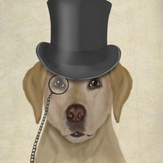 Yellow Labrador, Formal Hound and Hat