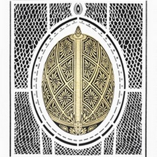 Gold Ornate Bauble II in Black Ink on Bright White