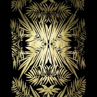 Gold Foil Tropical Kaleidoscope II on Black