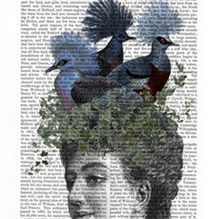 Woman with Blue Birds On Head