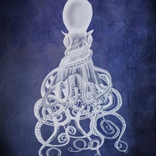 Octopus, Twisted White on Blue