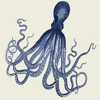 Octopus Print Blue on Cream c