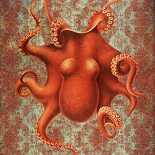 Octopus 4 Red Damask