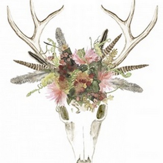 Deer Skull and Flowers I