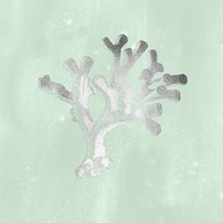 Silver Foil Coral II on Seafoam Wash