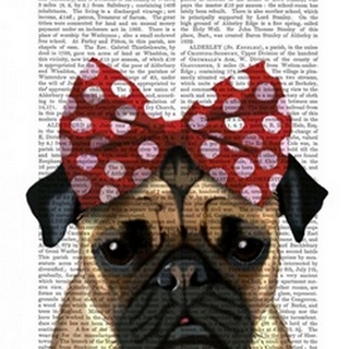 Pug with Red Spotty Bow On Head