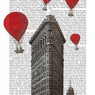 Flat Iron Building and Red Hot Air Balloons