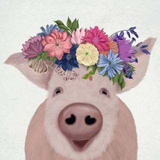 Pig and Flower Crown