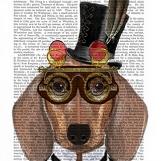 Dachshund with Top Hat and Goggles