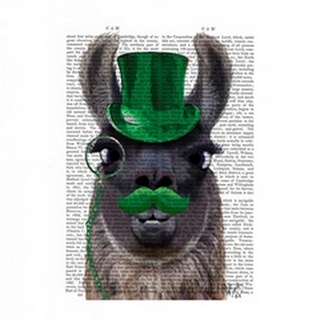 Llama With Green Top Hat and Moustache