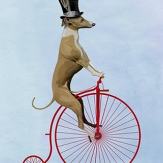 Greyhound on Red Penny Farthing