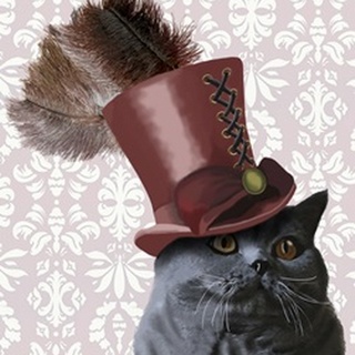 Grey Cat With Steampunk Top Hat
