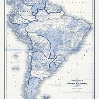 South America in Shades of Blue