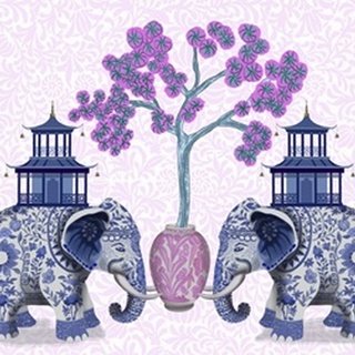 Chinoiserie Elephants and Cherry Blossom