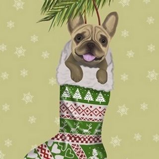 French Bulldog in Christmas Stocking