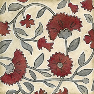 Red and Grey Floral II