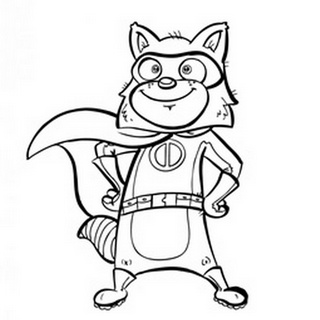 Superhero Raccoon Children's coloring page