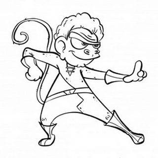 Superhero Monkey Children's coloring page