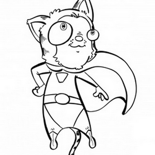 Superhero Cat Children's coloring page
