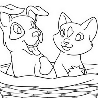 Puppy and Kitten Children's coloring page