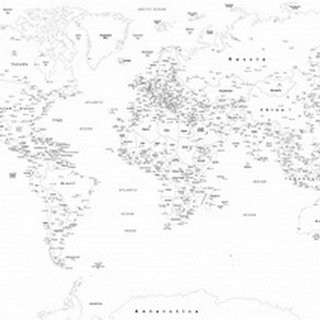 World Map - Outlines, Modern Text