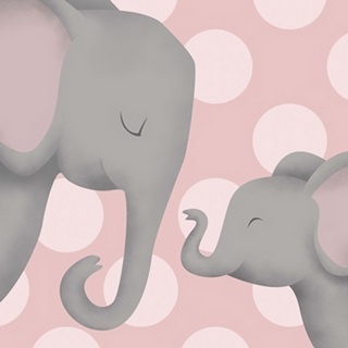 Elephant Mommy and Baby on Pink